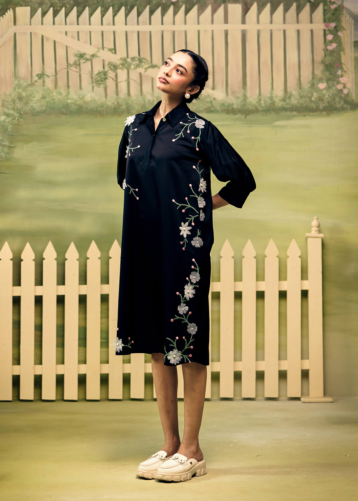 Midnight Bloom Shirt Dress - Image 7