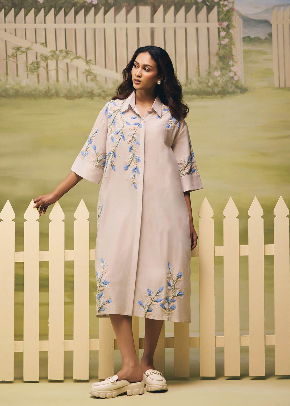 Mist Blue Garden Shirt Dress - Image 4