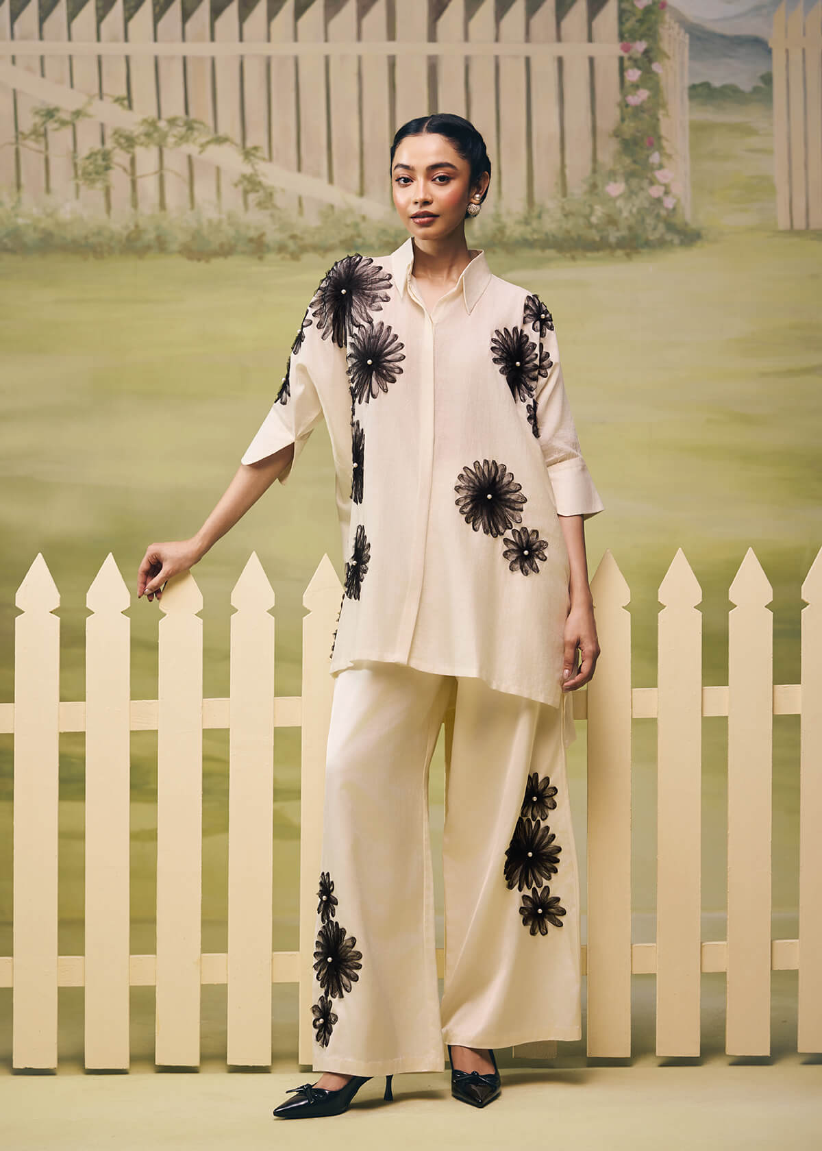 Noir Petal Garden Oversized Co-ord Set