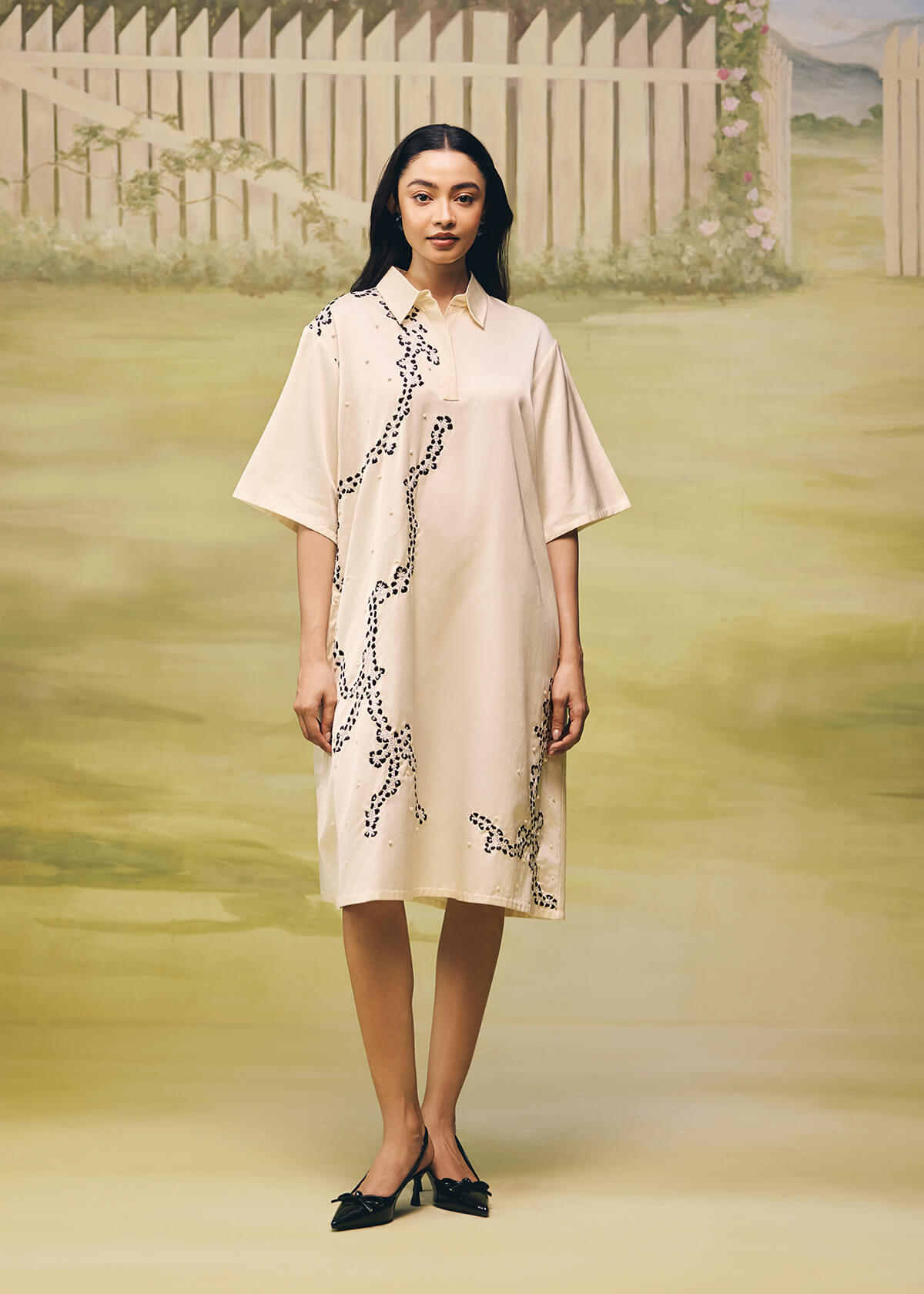 Porcelain Ink Relaxed Short Dress