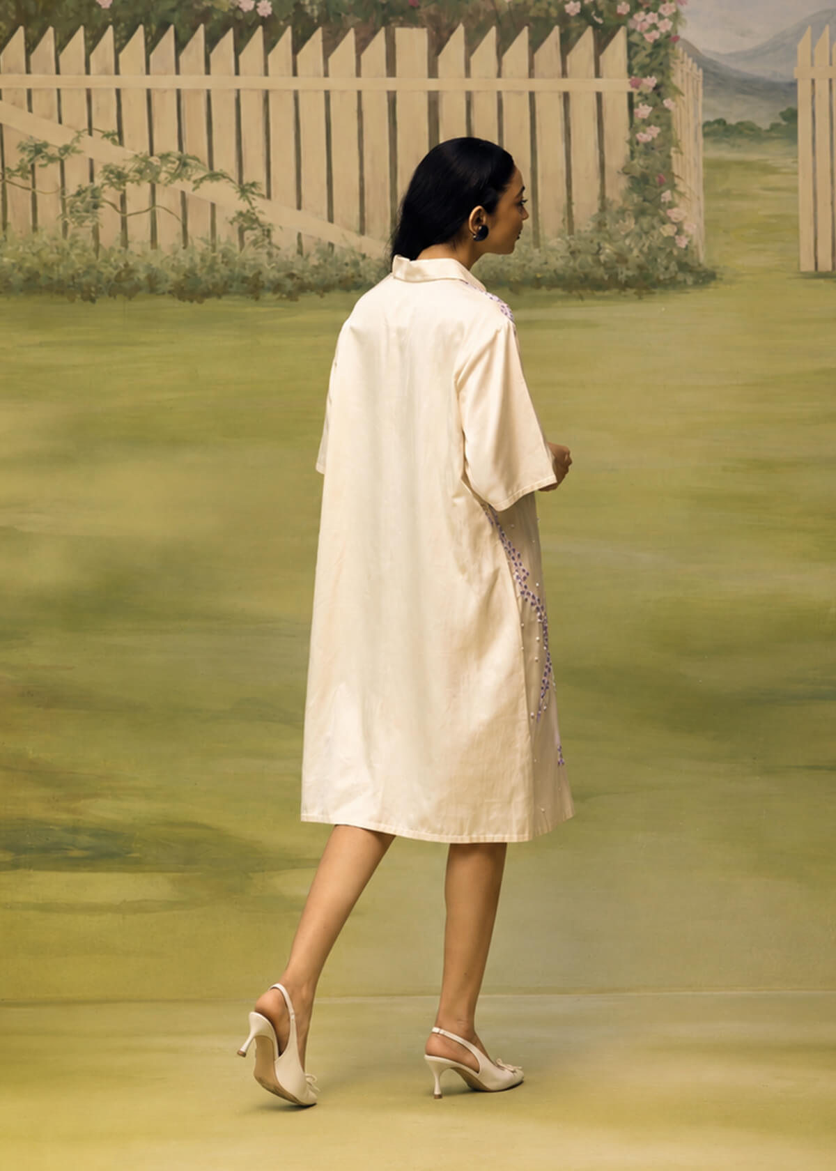 Porcelain Ink Relaxed Short Dress - Image 4