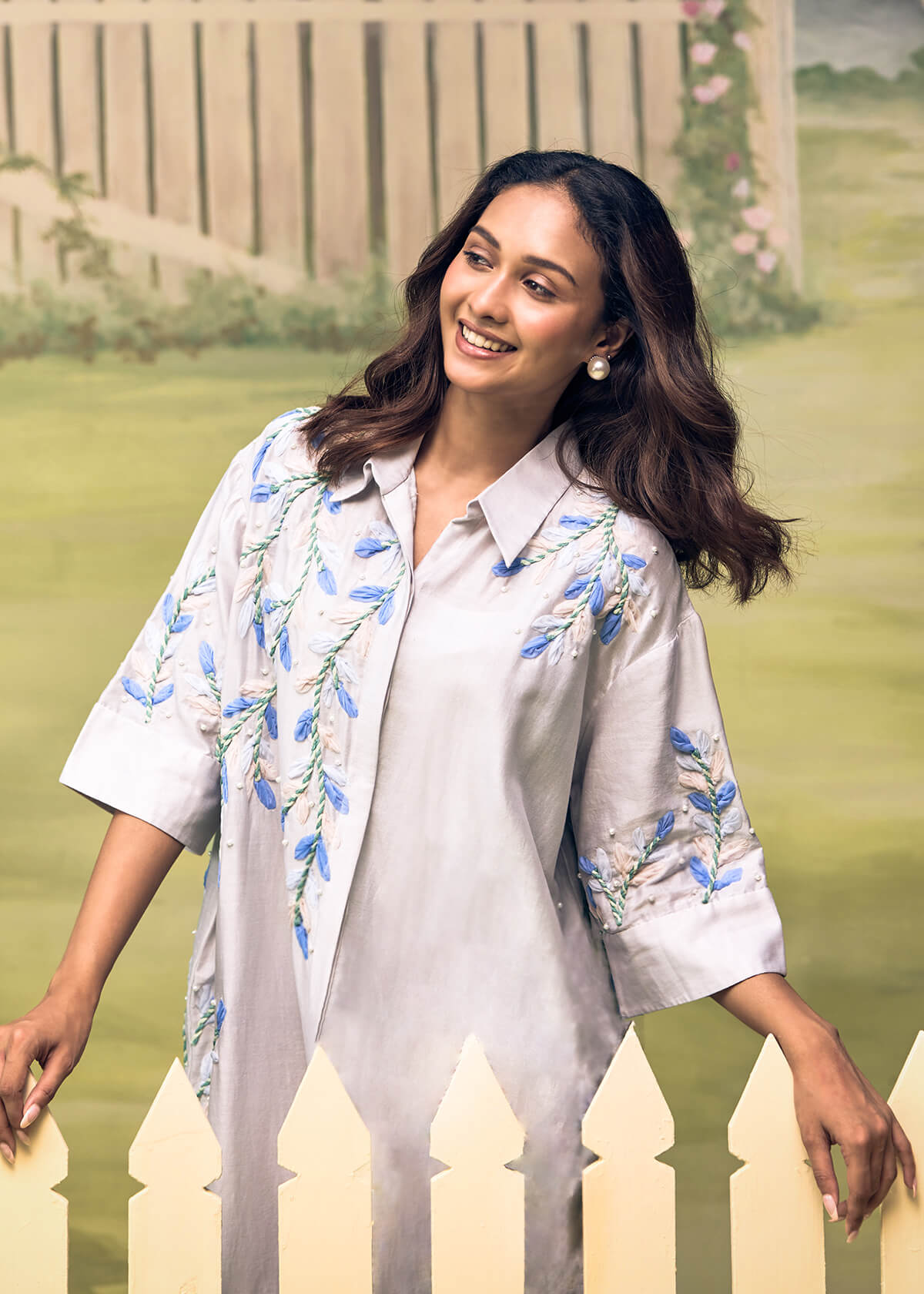 Mist Blue Garden Shirt Dress - Image 3