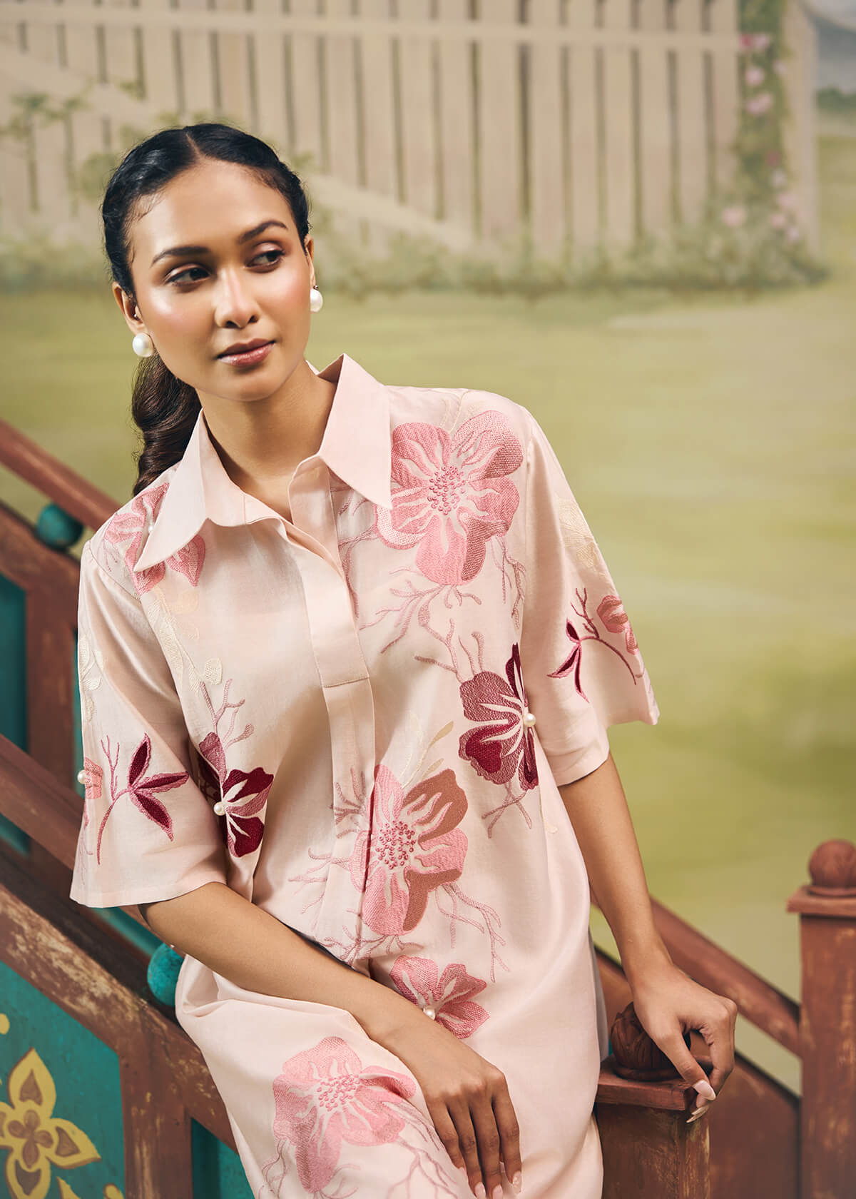 Rose Bloom Midi Shirt Dress - Image 4