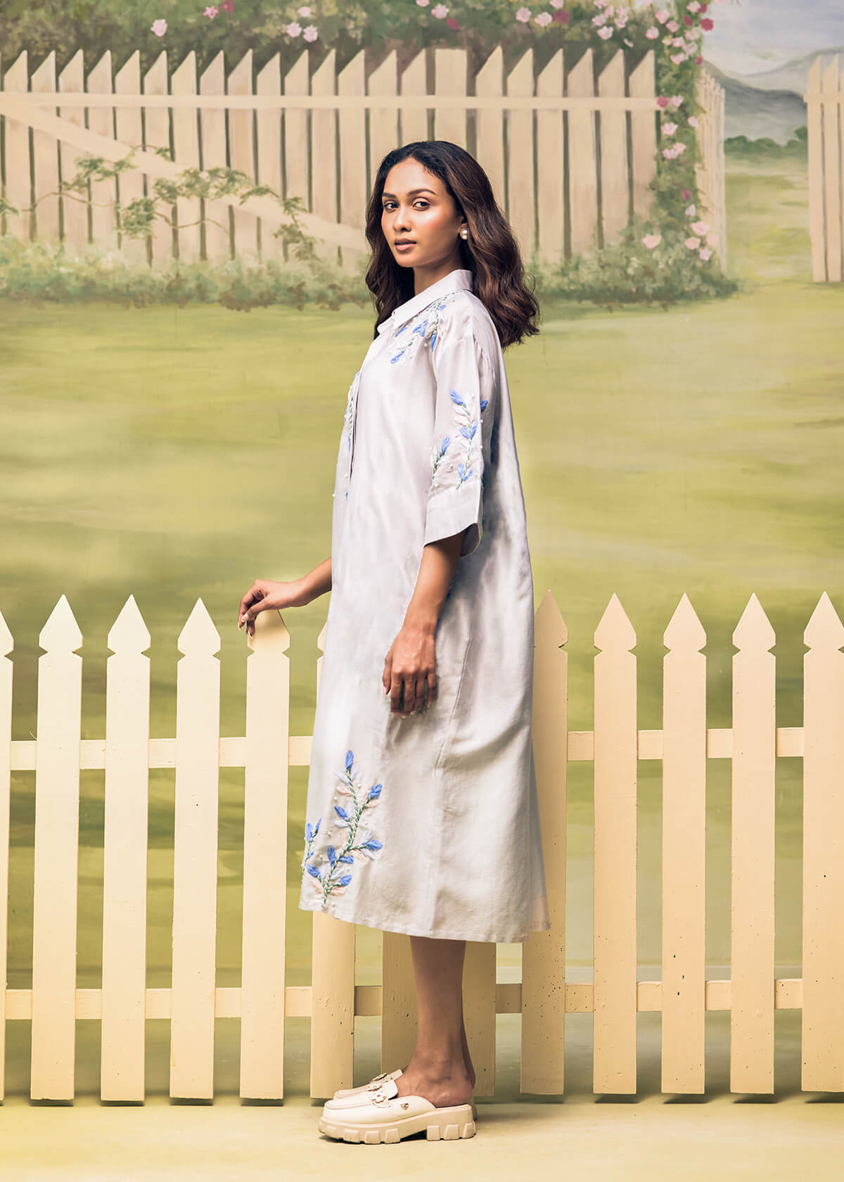 Mist Blue Garden Shirt Dress - Image 2