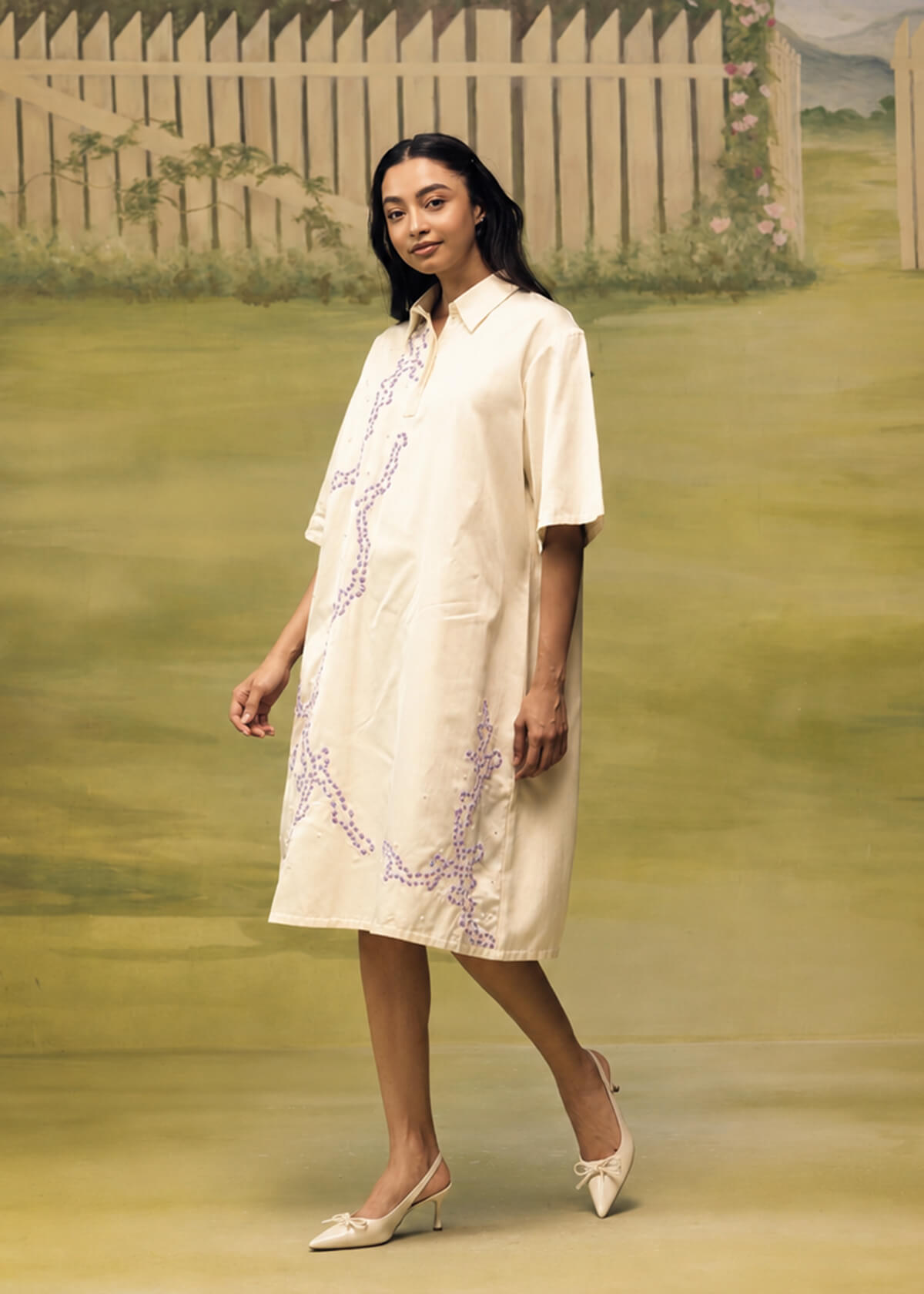Porcelain Ink Relaxed Short Dress - Image 2
