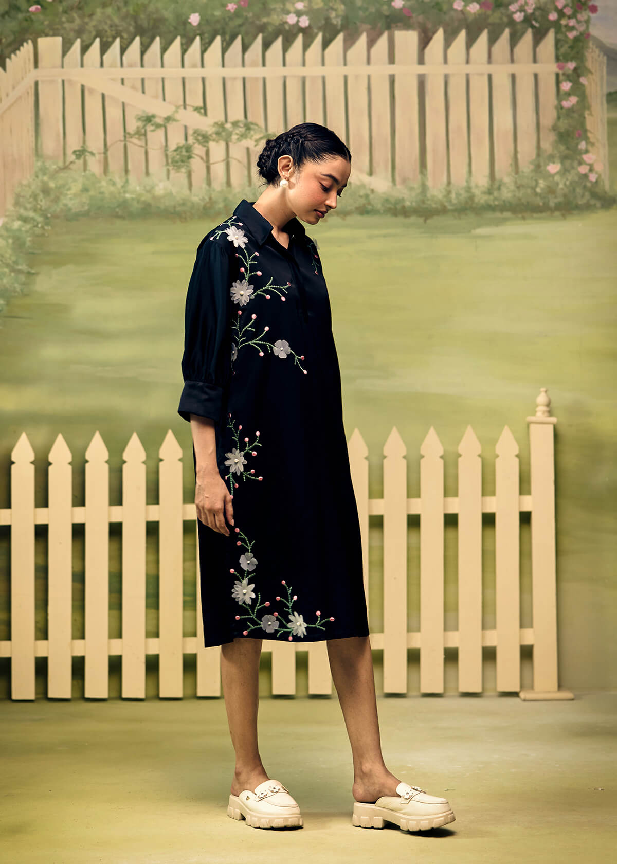 Midnight Bloom Shirt Dress - Image 2